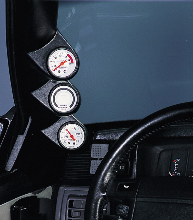 AutoMeter Gauge Pod - Three 2-1/16 in Diameter Gauges - Full Pillar - Plastic - Black - Hard Top - Ford Mustang 1987-93 - Each