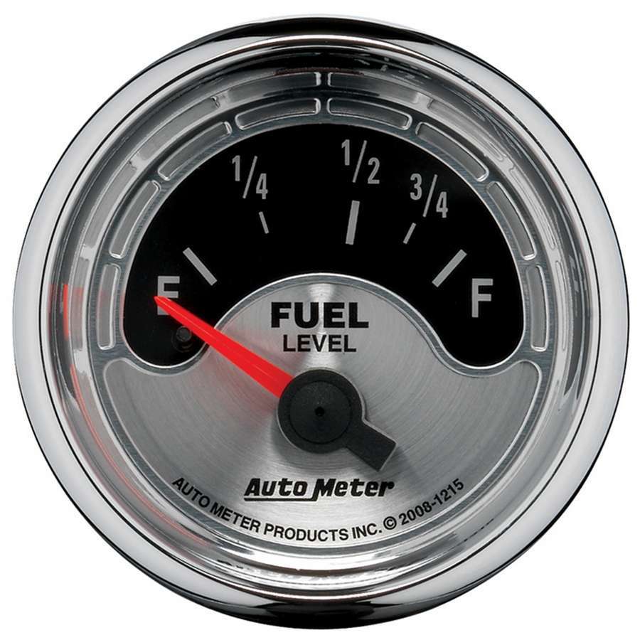 AutoMeter Fuel Level Gauge - American Muscle - 73-10 ohm - Electric - Analog - Short Sweep - 2-1/16 in Diameter - Brushed / Black Face - Each