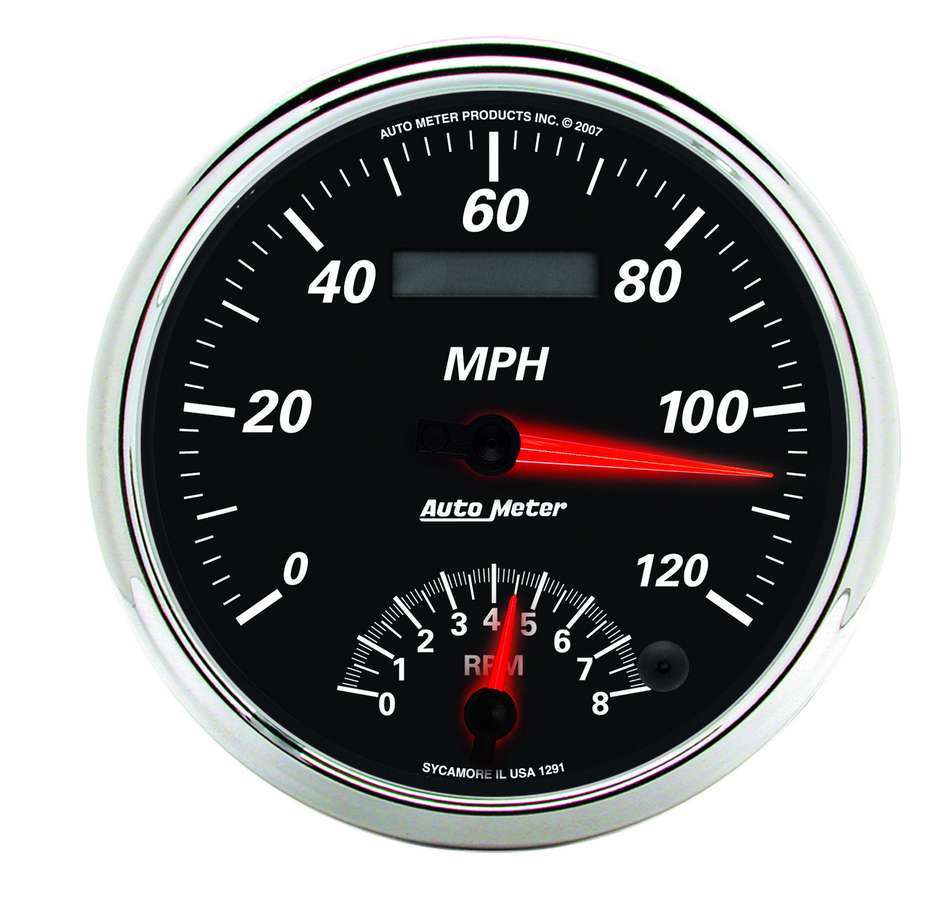AutoMeter Gauge - Designer Black II Series - Electric - Analog - Speedometer / Tachometer - 5 in Diameter - Black Face - Each