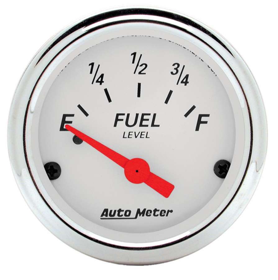 AutoMeter Fuel Level Gauge - Arctic White - 0-90 ohm - Electric - Analog - Short Sweep - 2-1/16 in Diameter - White Face - Each