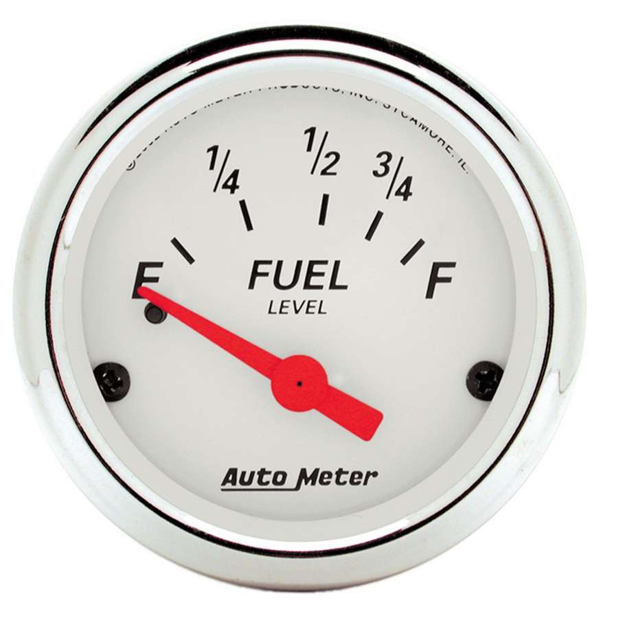 AutoMeter Fuel Level Gauge - Arctic White - 73-10 ohm - Electric - Analog - Short Sweep - 2-1/16 in Diameter - White Face - Each