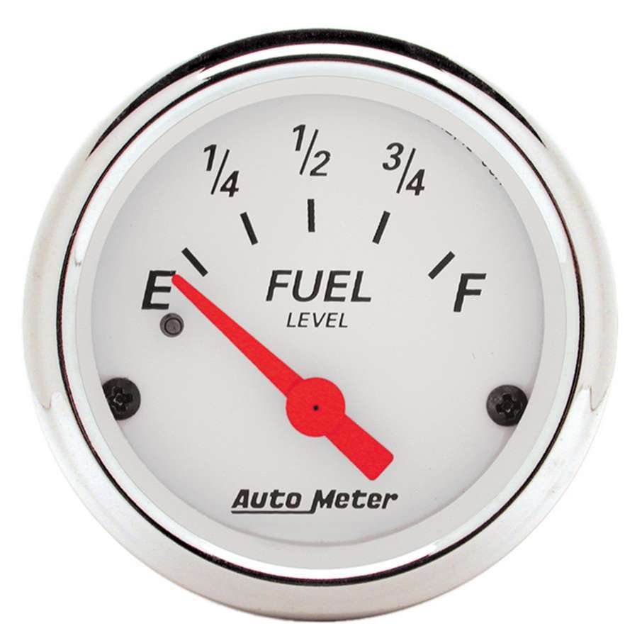 AutoMeter Fuel Level Gauge - Arctic White - 240-33 ohm - Electric - Analog - Short Sweep - 2-1/16 in Diameter - White Face - Each