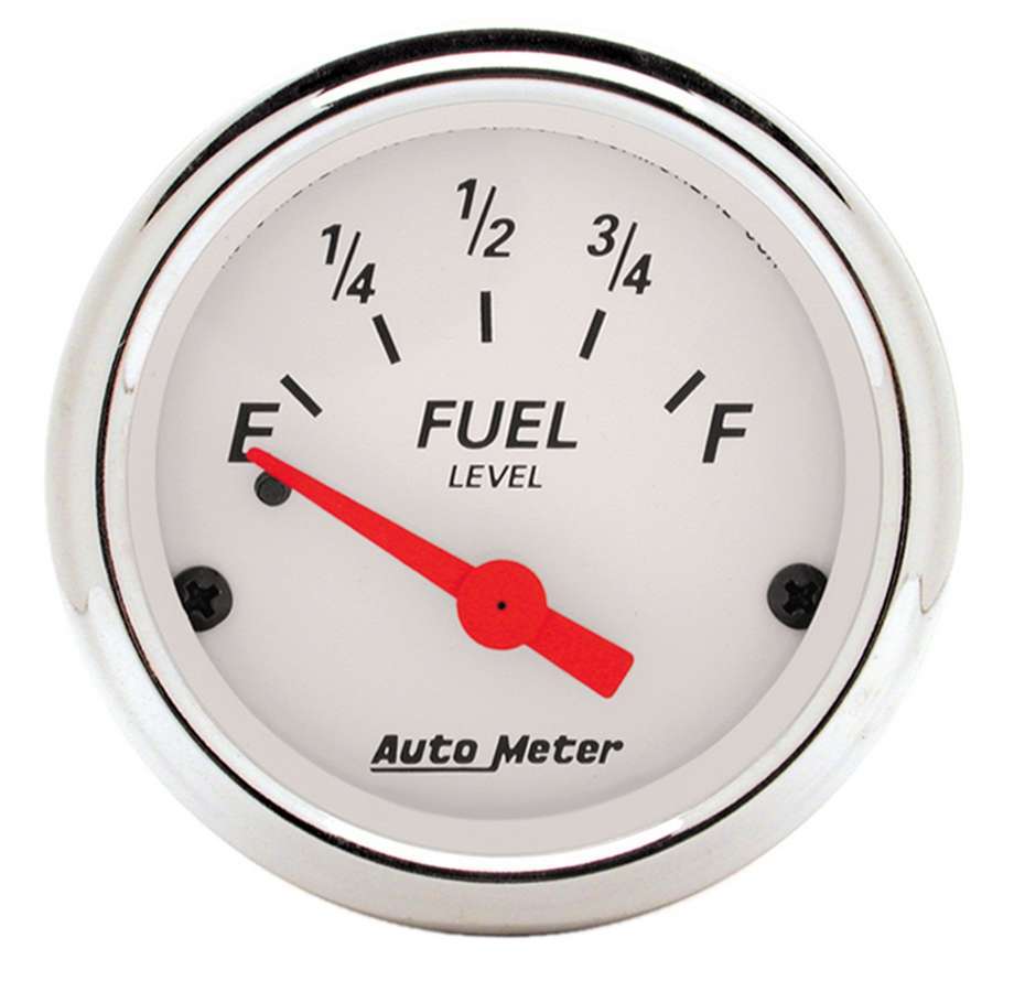 AutoMeter Fuel Level Gauge - Arctic White - 0-30 ohm - Electric - Analog - Short Sweep - 2-1/16 in Diameter - White Face - Each