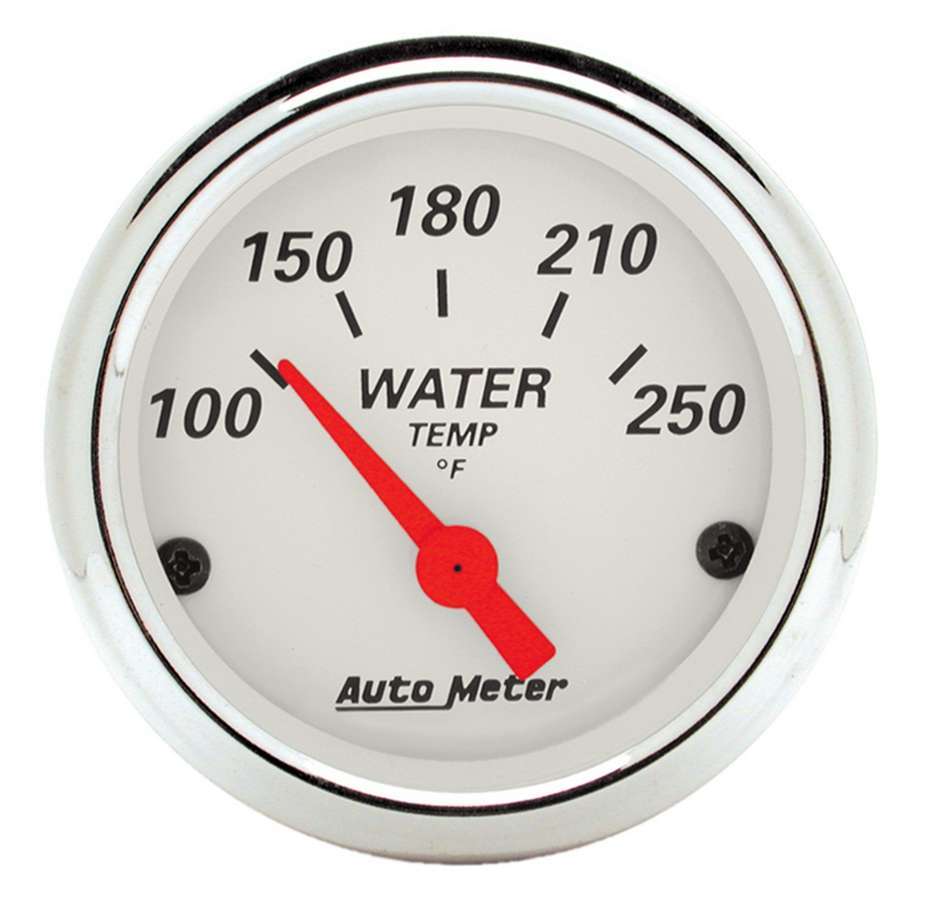 AutoMeter Water Temperature Gauge - Arctic White - 100-250 Degree F - Electric - Analog - Short Sweep - 2-1/16 in Diameter - White Face - Each