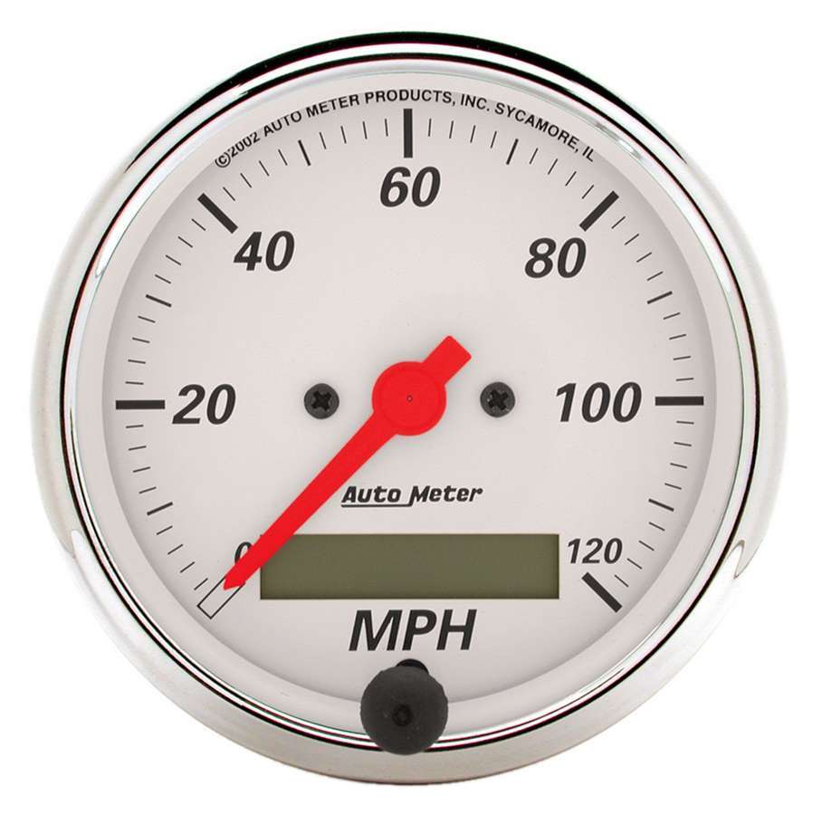 AutoMeter Speedometer - Arctic White - 120 MPH - Electric - Analog - 3-1/8 in Diameter - Programmable - White Face - Each