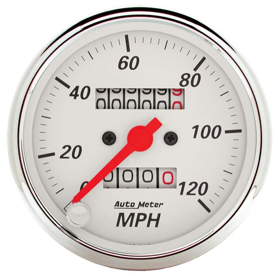 AutoMeter Speedometer - Arctic White - 120 MPH - Mechanical - Analog - 3-1/8 in Diameter - White Face - Each