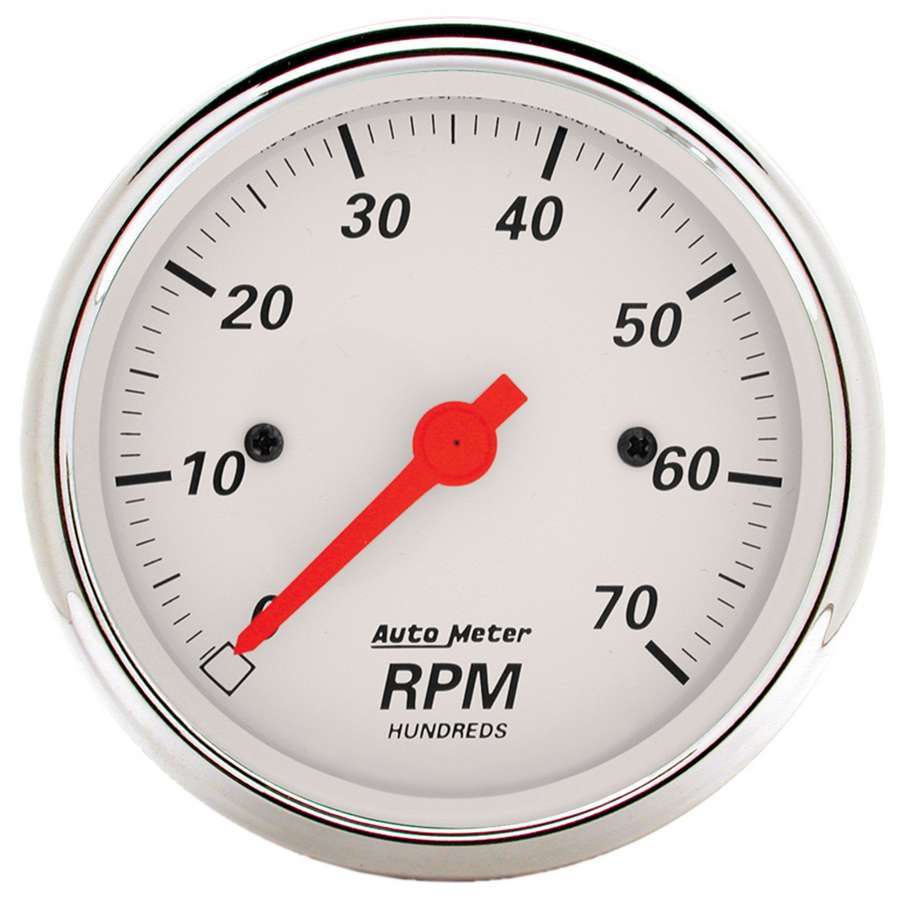 AutoMeter Tachometer - Arctic White - 7000 RPM - Electric - Analog - 3-1/8 in Diameter - Dash Mount - White Face - Each