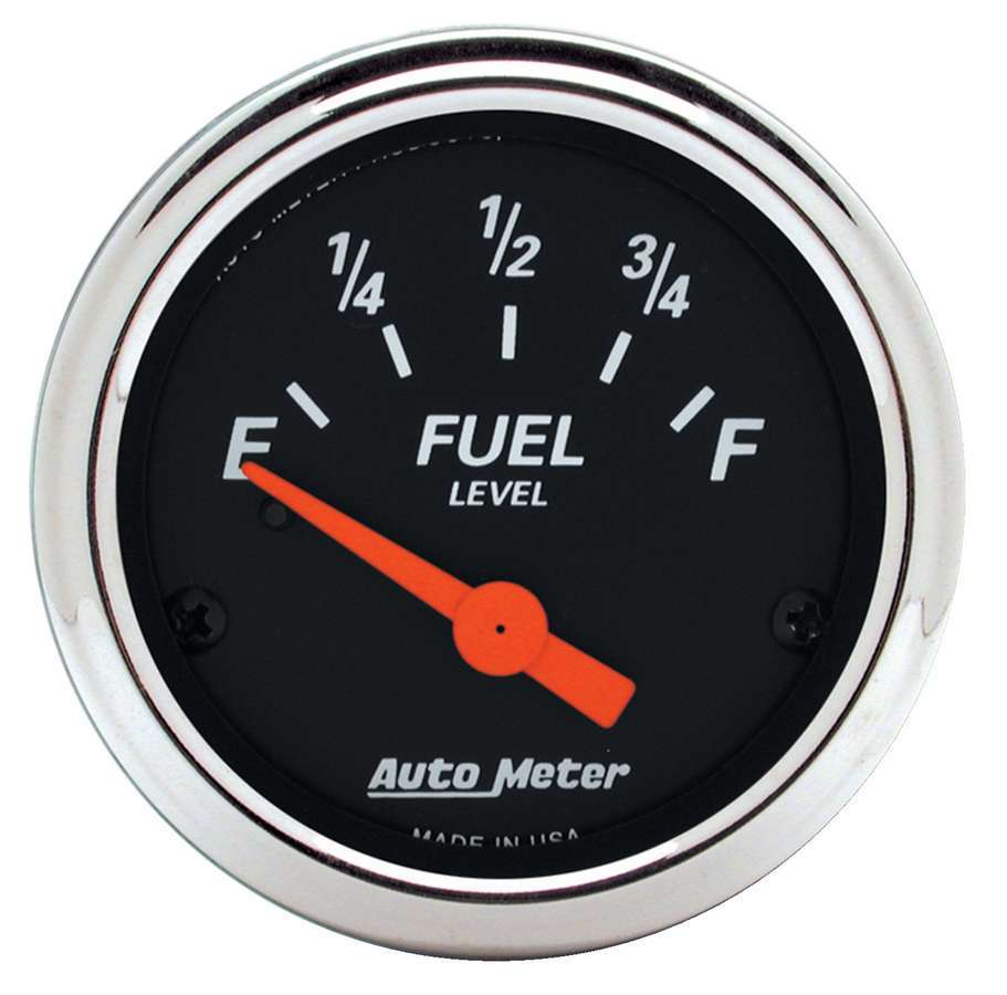 AutoMeter Fuel Level Gauge - Designer Black - 0-90 ohm - Electric - Analog - Short Sweep - 2-1/16 in Diameter - Black Face - Each