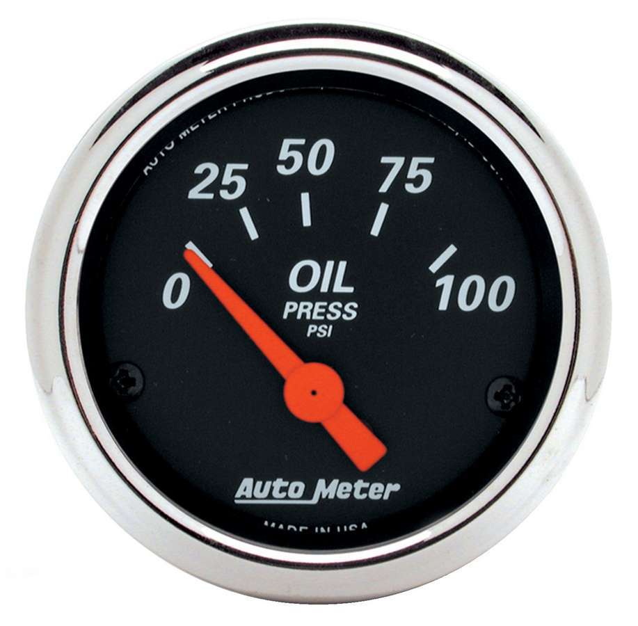 AutoMeter Oil Pressure Gauge - Designer Black - 0-100 psi - Electric - Analog - Short Sweep - 2-1/16 in Diameter - Black Face - Each