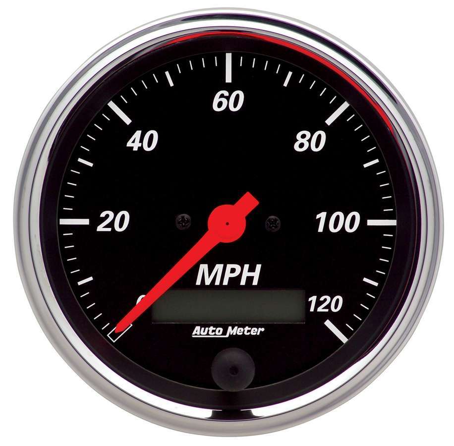 AutoMeter Speedometer - Designer Black - 120 MPH - Electric - Analog - 3-3/8 in Diameter - Programmable - Black Face - Each