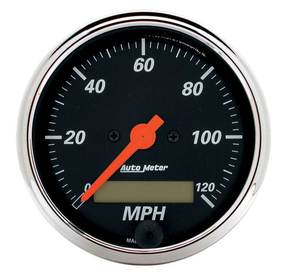 AutoMeter Speedometer - Designer Black - 120 MPH - Electric - Analog - 3-1/8 in Diameter - Programmable - Black Face - Each