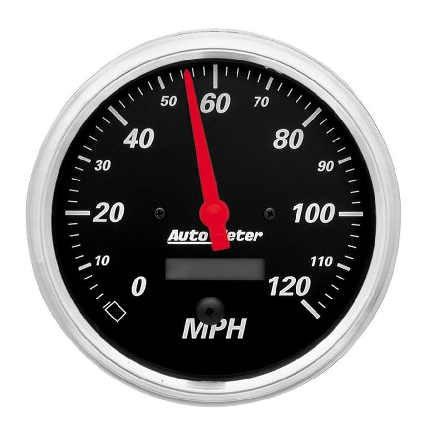 AutoMeter Speedometer - Designer Black - 120 MPH - Electric - Analog - 5 in Diameter - Programmable - Black Face - Each