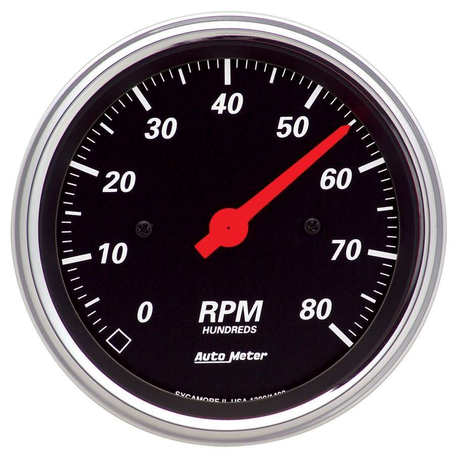 AutoMeter Tachometer - Designer Black - 8000 RPM - Electric - Analog - 3-3/8 in Diameter - Dash Mount - Black Face - Each