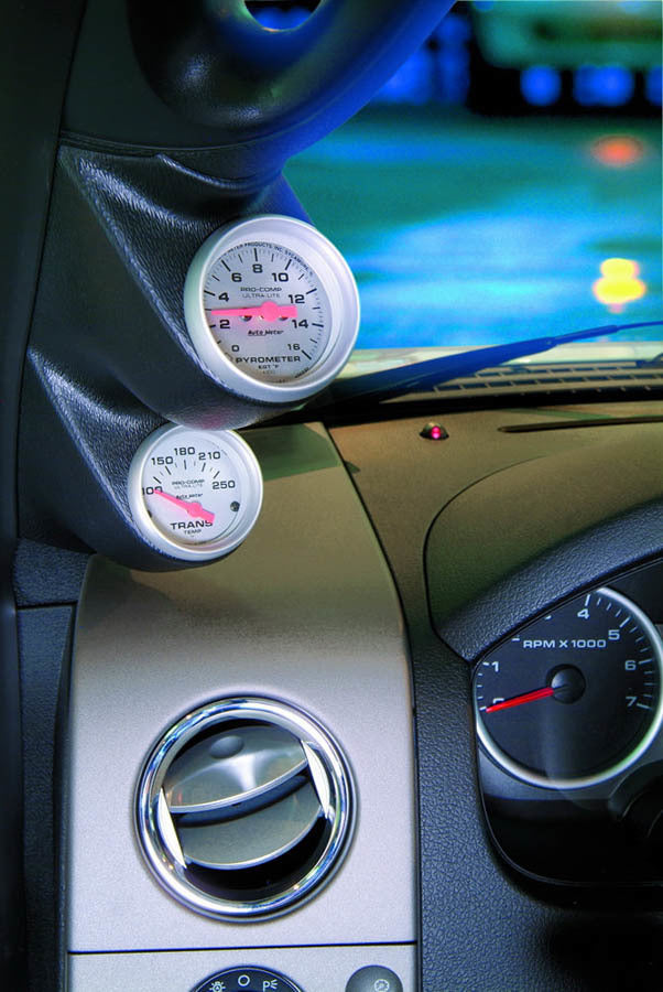 AutoMeter Gauge Pod - Two 2-1/16 in Diameter Gauges - Pillar - Plastic - Black - Ford Fullsize Truck 2004-05 - Each