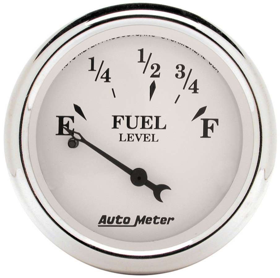 AutoMeter Fuel Level Gauge - Old Tyme White - 0-30 ohm - Electric - Analog - Short Sweep - 2-1/16 in Diameter - White Face - Each