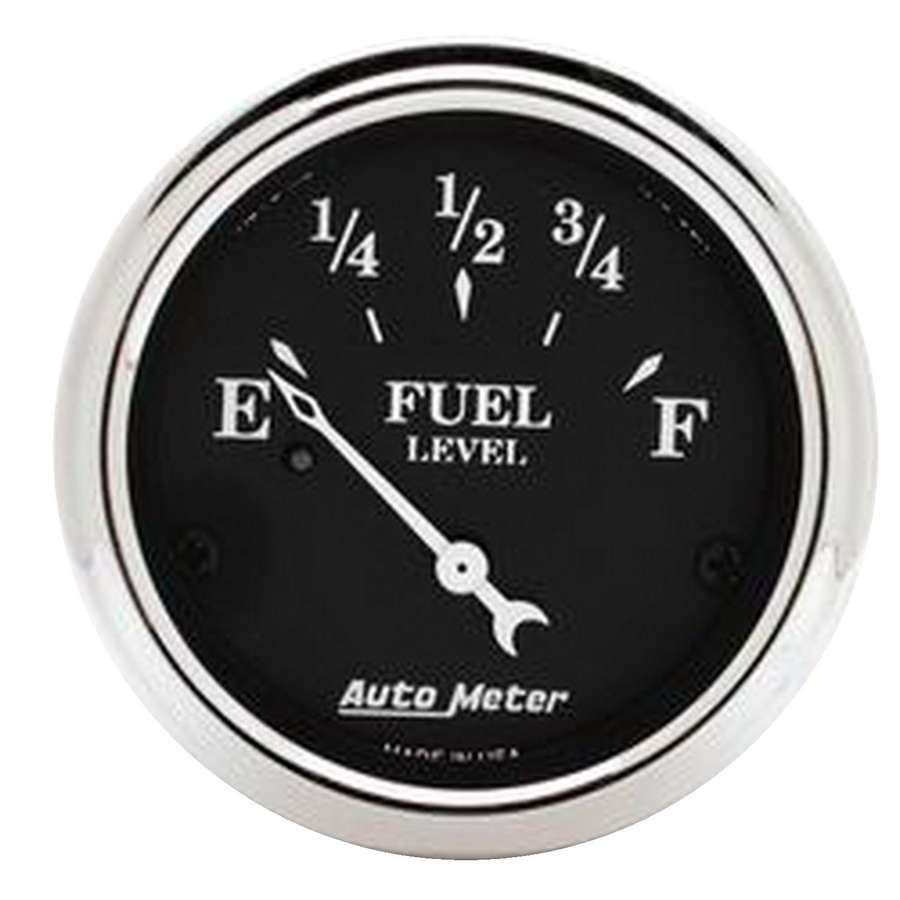 AutoMeter Fuel Level Gauge - Old Tyme Black - 240-33 ohm - Electric - Analog - Short Sweep - 2-1/16 in Diameter - Black Face - Each