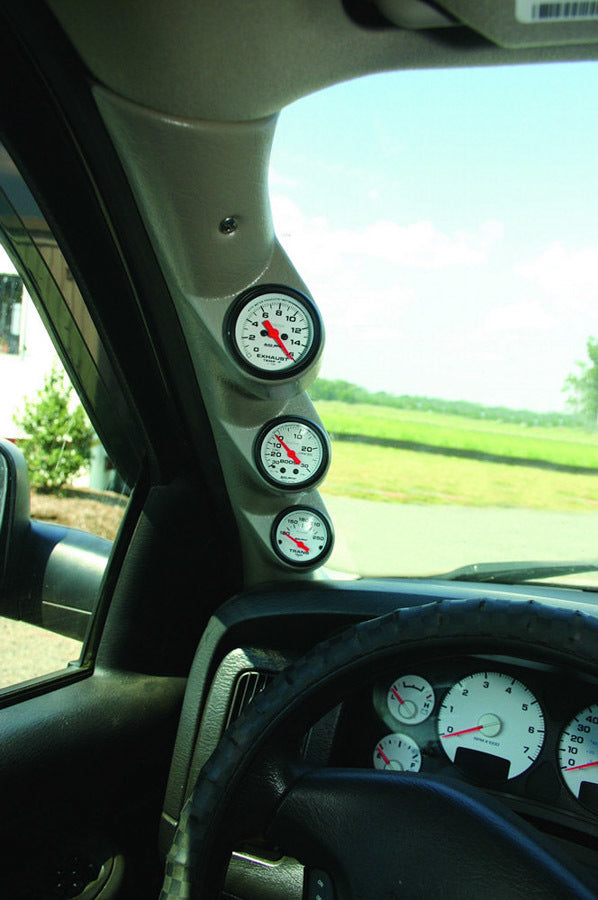 AutoMeter Gauge Pod - Three 2-1/16 in Diameter Gauges - Full Pillar - Plastic - Tan - Dodge Ram Fullsize Truck 2003-09 - Each