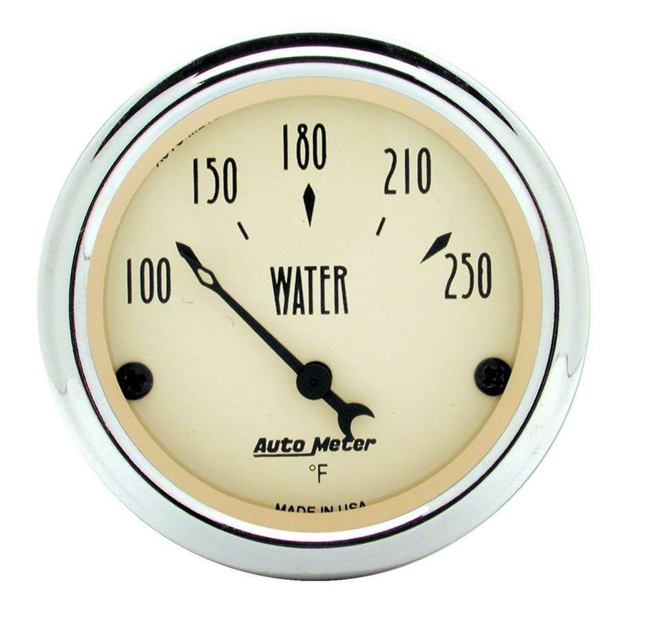 AutoMeter Water Temperature Gauge - Antique Beige - 100-250 Degree F - Electric - Analog - Short Sweep - 2-1/16 in Diameter - Beige Face - Each