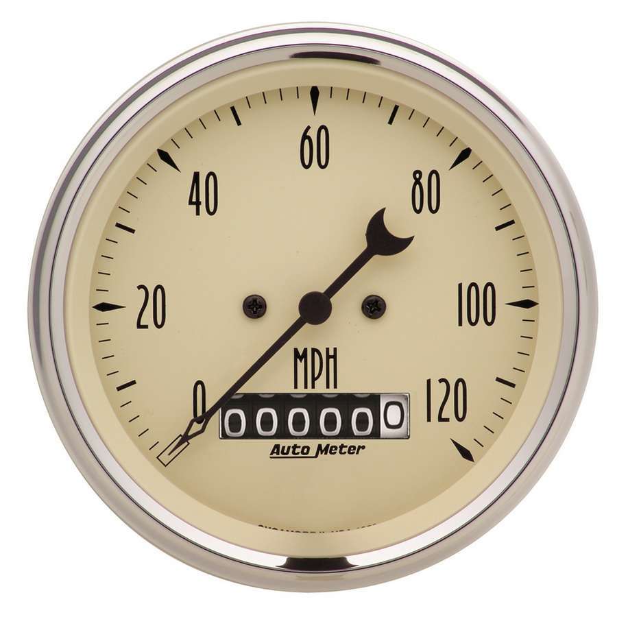 AutoMeter Speedometer - Antique Beige - 120 MPH - Electric - Analog - 3-3/8 in Diameter - Programmable - Beige Face - Each
