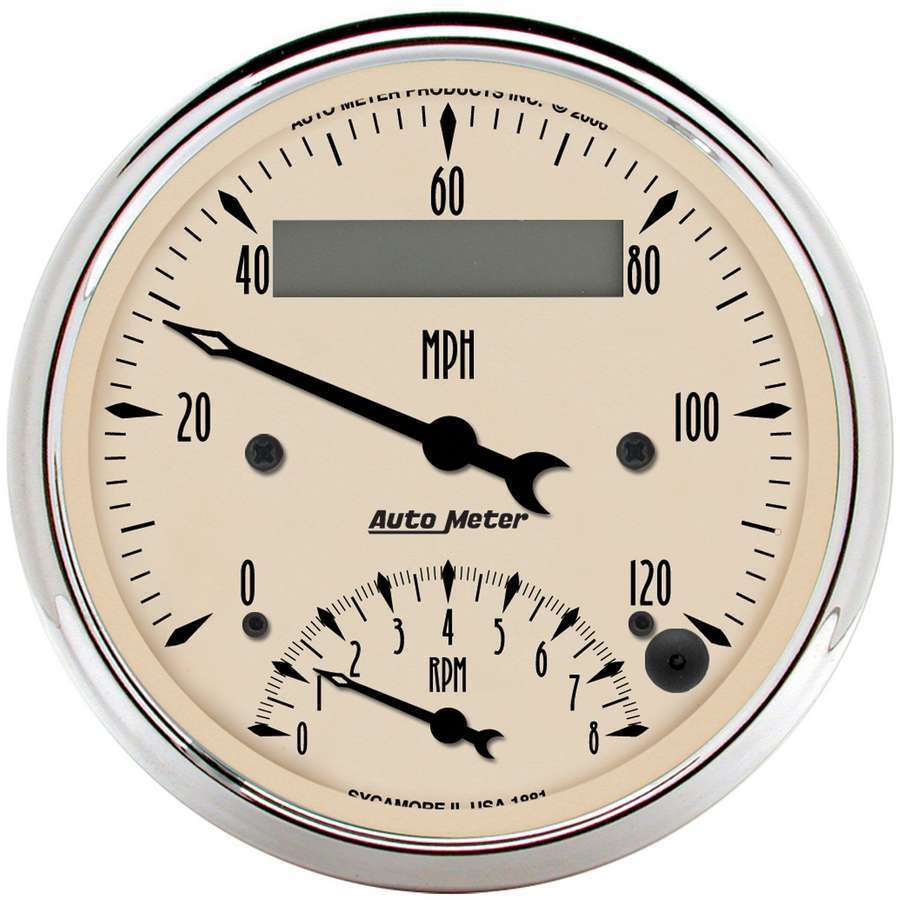 AutoMeter Combination Gauge - Antique Beige - Analog - Speedometer / Tachometer - 3-3/8 in Diameter - Beige Face - Each