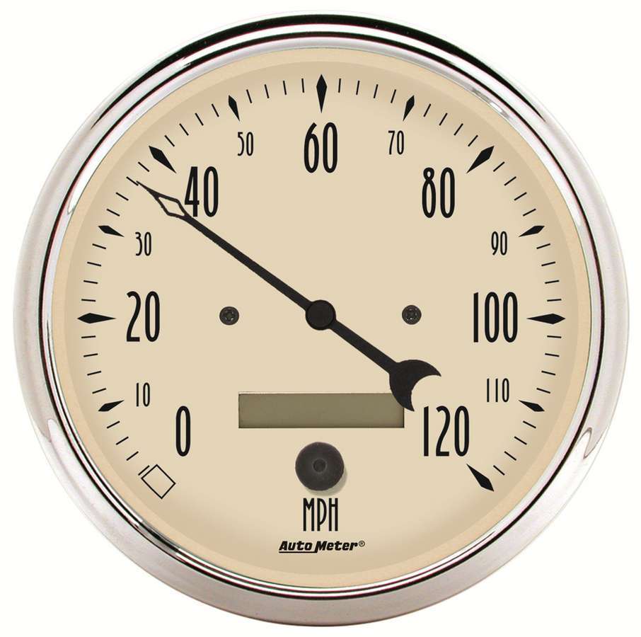 AutoMeter Speedometer - Antique Beige - 120 MPH - Electric - Analog - 5 in Diameter - Programmable - Beige Face - Each