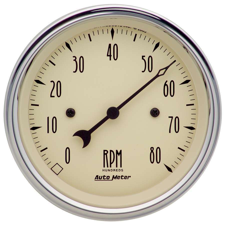 AutoMeter Tachometer - Antique Beige - 8000 RPM - Electric - Analog - 3-3/8 in Diameter - Dash Mount - Beige Face - Each