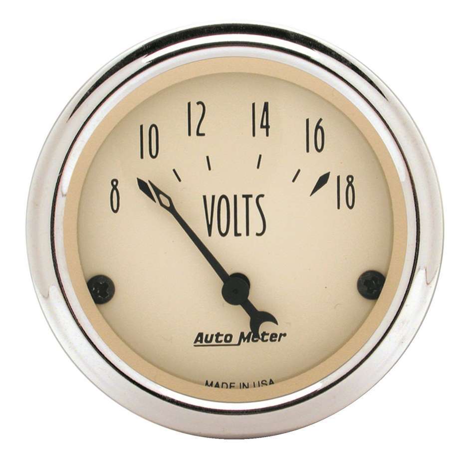 AutoMeter Voltmeter - Antique Beige - 8-18V - Electric - Analog - Short Sweep - 2-1/16 in Diameter - Beige Face - Each