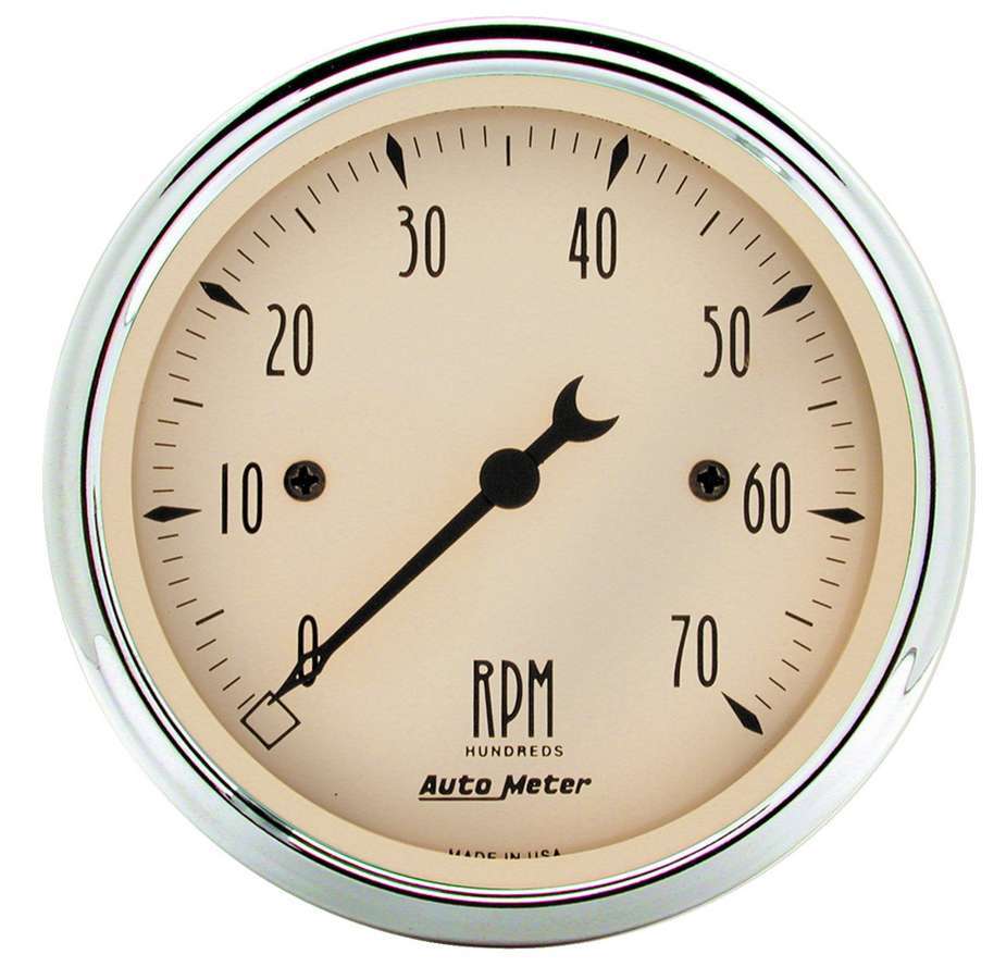 AutoMeter Tachometer - Antique Beige - 7000 RPM - Electric - Analog - 3-1/8 in Diameter - Dash Mount - Beige Face - Each