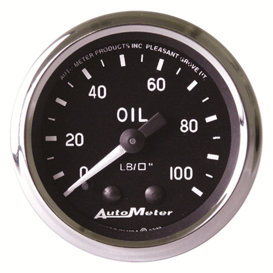 AutoMeter Oil Pressure Gauge - Cobra - 0-100 psi - Mechanical - Analog - Full Sweep - 2-1/16 in Diameter - Black Face - Each