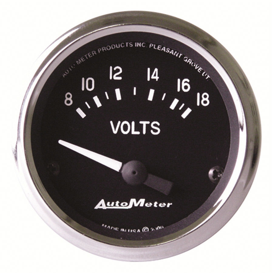 AutoMeter Voltmeter - Cobra - 8-18V - Electric - Analog - Short Sweep - 2-1/16 in Diameter - Black Face - Each