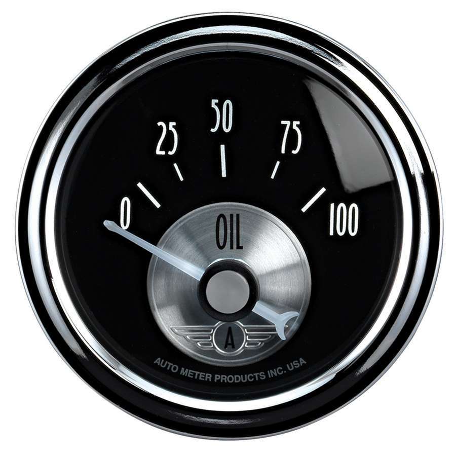 AutoMeter Oil Pressure Gauge - Prestige - 0-100 psi - Electrical - Analog - Short Sweep - 2-1/16 in Diameter - Black Face - Each