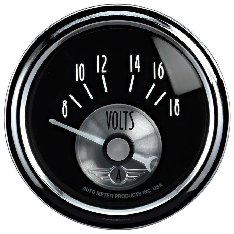 AutoMeter Voltmeter - Prestige Black Diamond - 8-18V - Electric - Analog - Short Sweep - 2-1/16 in Diameter - Black Face - Each