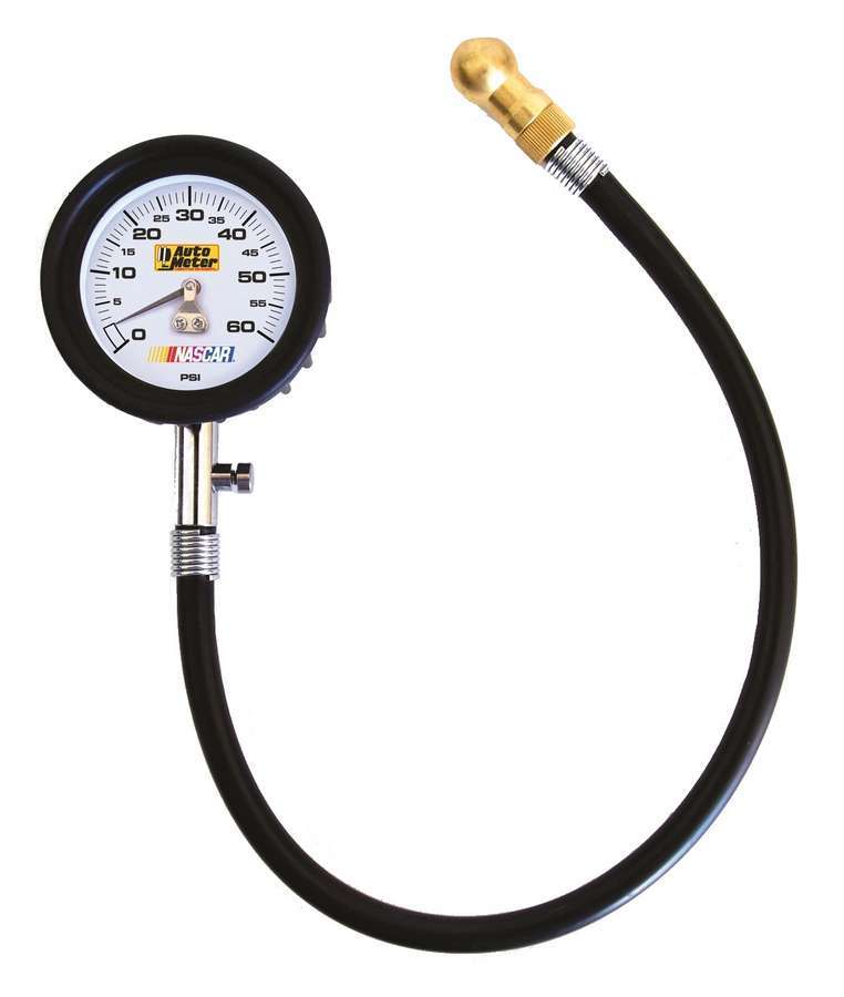 AutoMeter Tire Pressure Gauge - 0-60 psi - Analog - 2-1/4 in Diameter - White Face - 1 lb Increments - Gray Case - Each