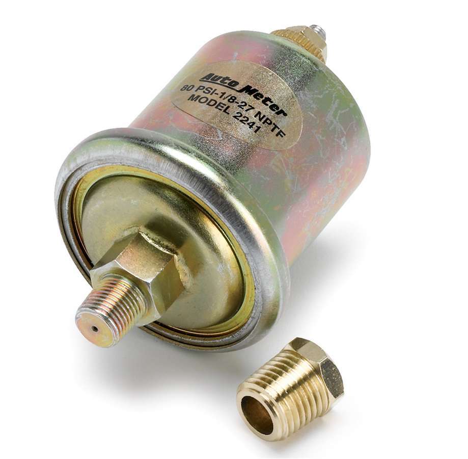 AutoMeter Pressure Sending Unit - 1/8 in NPT Male - 0-80 psi - Short Sweep Electric Oil Pressure Gauges - Each