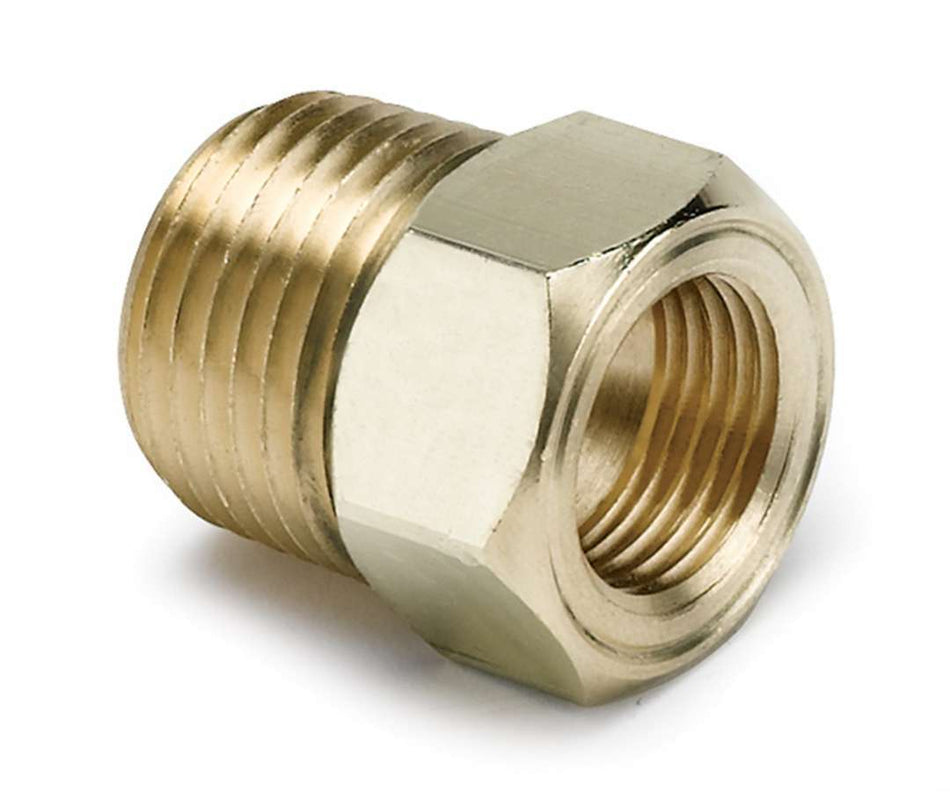 AutoMeter Fitting - Adapter - Straight - 5/8-18 in Female to 1/2 in NPT Male - Brass - Natural - Mechanical Temperature Gauges - Each