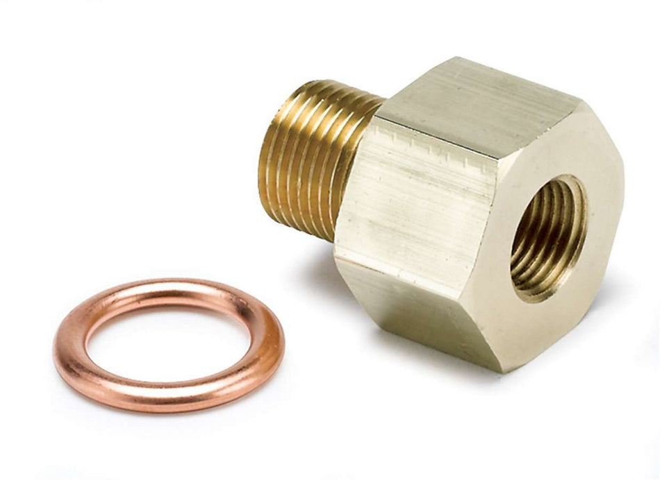 AutoMeter Fitting - Adapter - Straight - 1/8 in NPT Female to 12 mm x 1.00 Male - Brass - Natural - Oil Pressure Gauges - Each