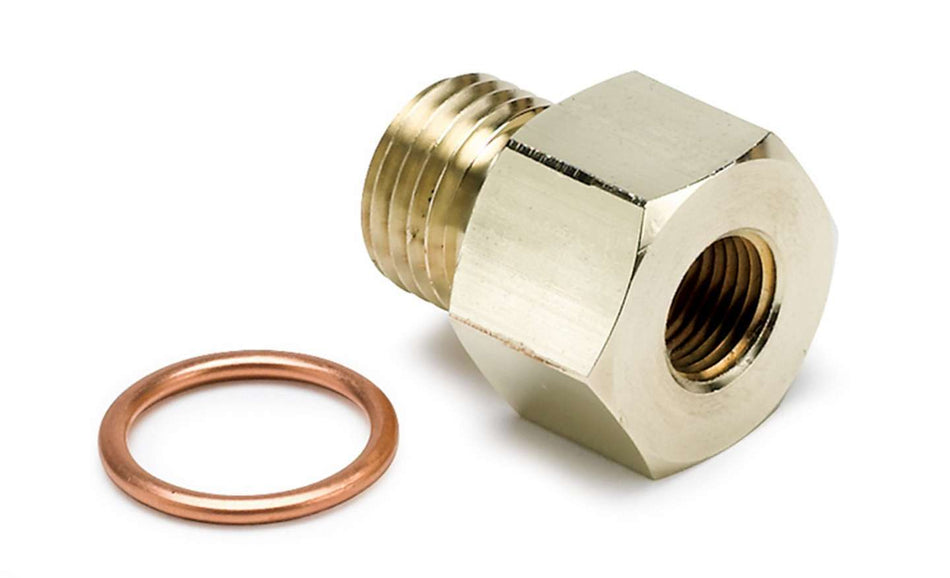 AutoMeter Fitting - Adapter - Straight - 1/8 in NPT Female to 14 mm x 1.50 Male - Brass - Natural - Oil Pressure Gauges - Each
