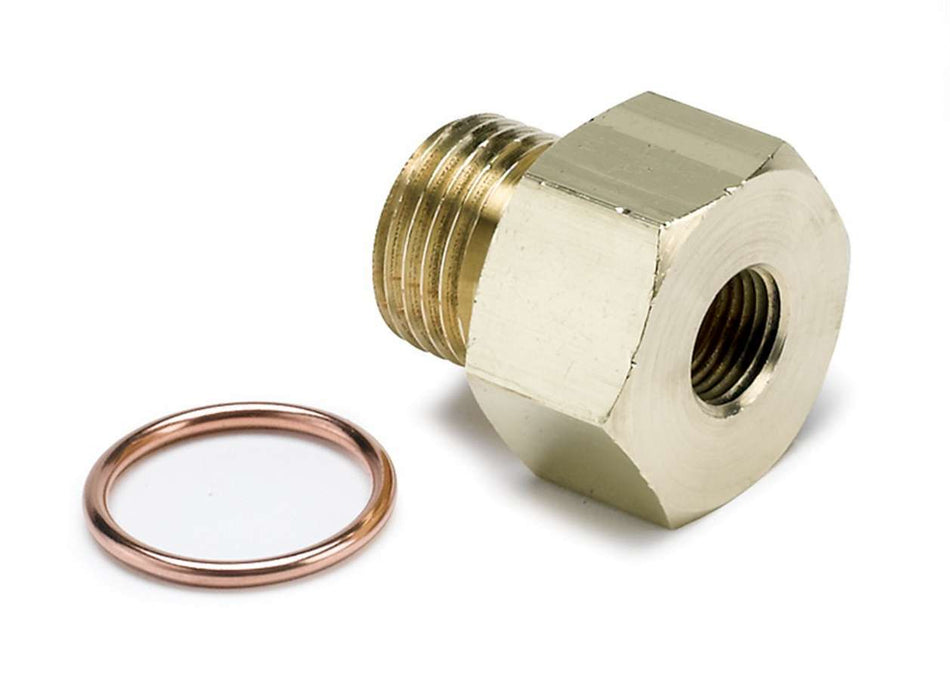 AutoMeter Fitting - Adapter - Straight - 1/8 in NPT Female to 16 mm x 1.50 Male - Brass - Natural - Oil Pressure Gauges - Each