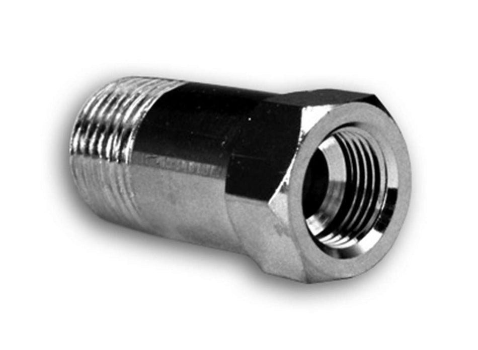 AutoMeter Fitting - Adapter - Straight - 5/8-18 in Female to 1/2 in NPT Male - Brass - Natural - Mechanical Temperature Gauges - Extended Length - Each