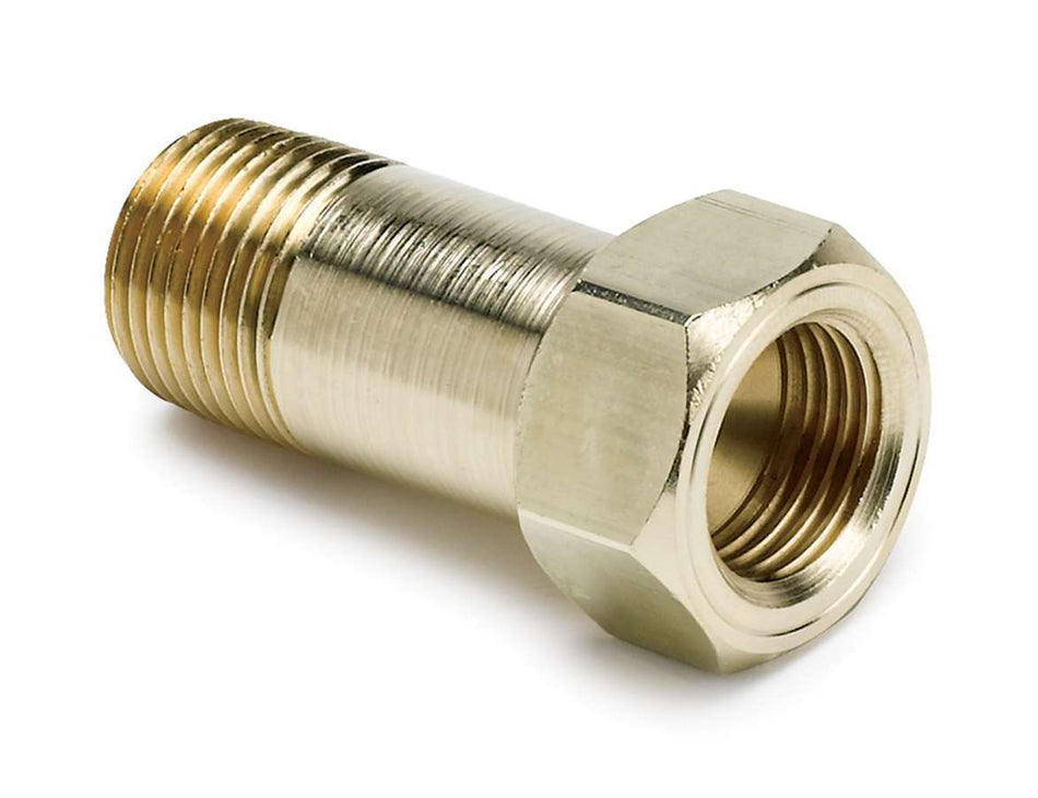 AutoMeter Fitting - Adapter - Straight - 5/8-18 in Female to 3/8 in NPT Male - Brass - Natural - Mechanical Temperature Gauges - Extended Length - Each