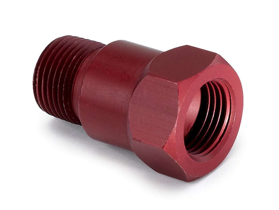 AutoMeter Fitting - Adapter - Straight - 5/8-18 in Female to 3/8 in NPT Male - Aluminum - Red Anodized - Mechanical Temperature Gauges - Each