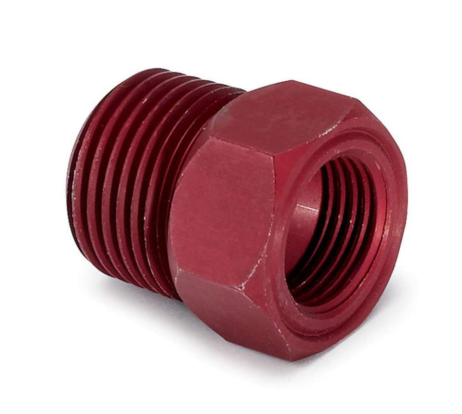 AutoMeter Fitting - Adapter - Straight - 5/8-18 in Female to 1/2 in NPT Male - Aluminum - Red Anodized - Mechanical Temperature Gauges - Each