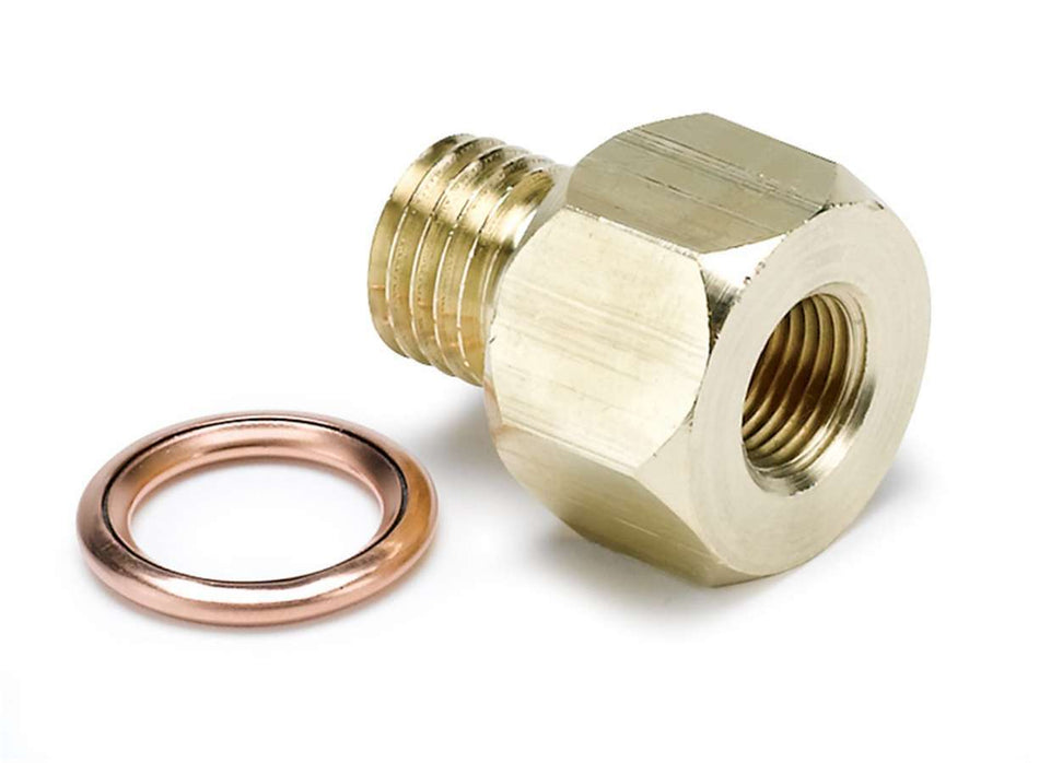 AutoMeter Fitting - Adapter - Straight - 1/8 in NPT Female to 12 mm x 1.50 Male - Brass - Natural - Electric Temperature / Pressure Gauges - Each
