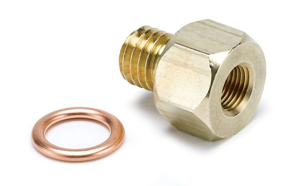AutoMeter Fitting - Adapter - Straight - 1/8 in NPT Female to 12 mm x 1.75 Male - Brass - Natural - Electric Temperature / Pressure Gauges - Each