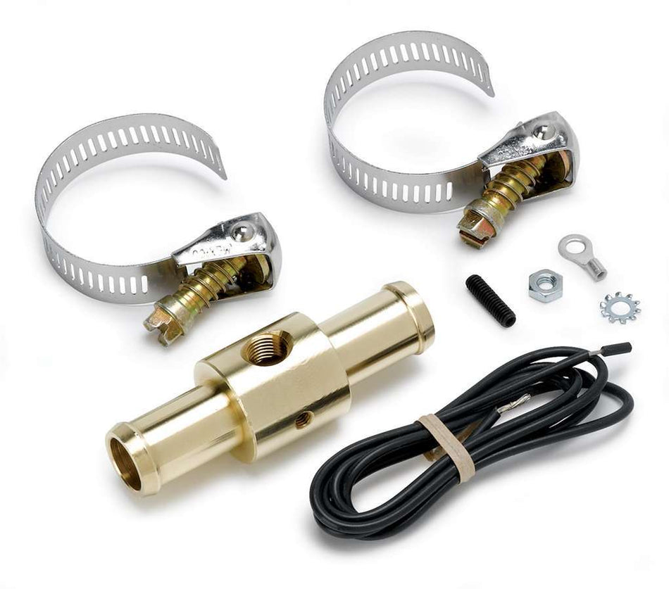AutoMeter Fitting - Gauge Adapter - Straight - 5/8 in Hose Barb to 5/8 in Hose Barb - 1/8 in NPT Gauge Port - Brass - Natural - Electric Temperature Gauges - Each