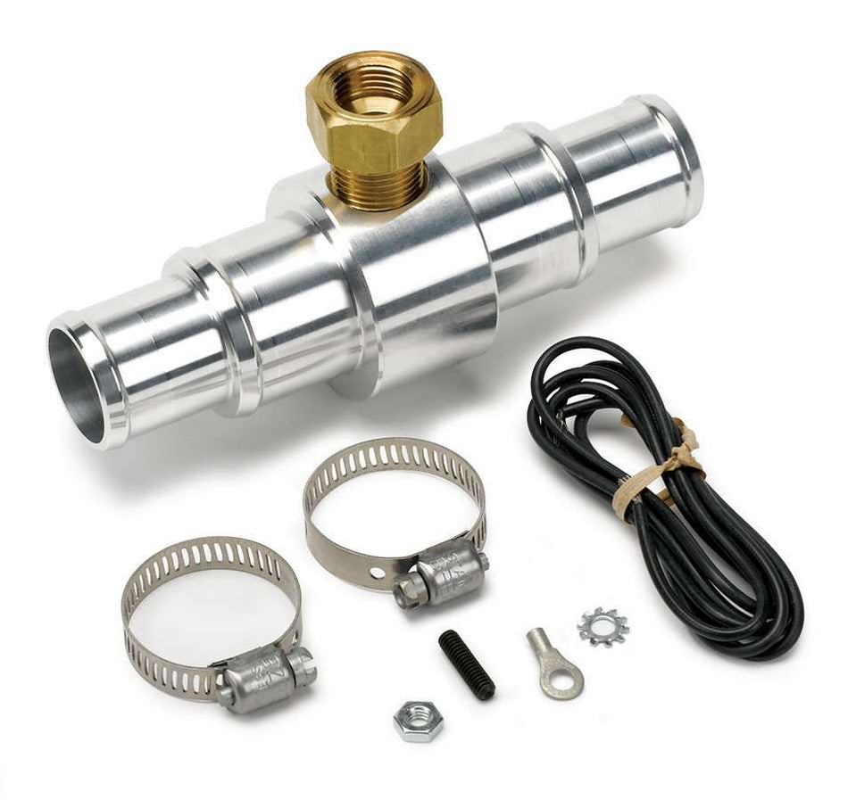 AutoMeter Radiator Hose Gauge Adapter - Straight - 1 in and 1-1/4 in Hose Barb - 3/8 in NPT Gauge Port - Aluminum - Natural - Temperature Gauges - Each