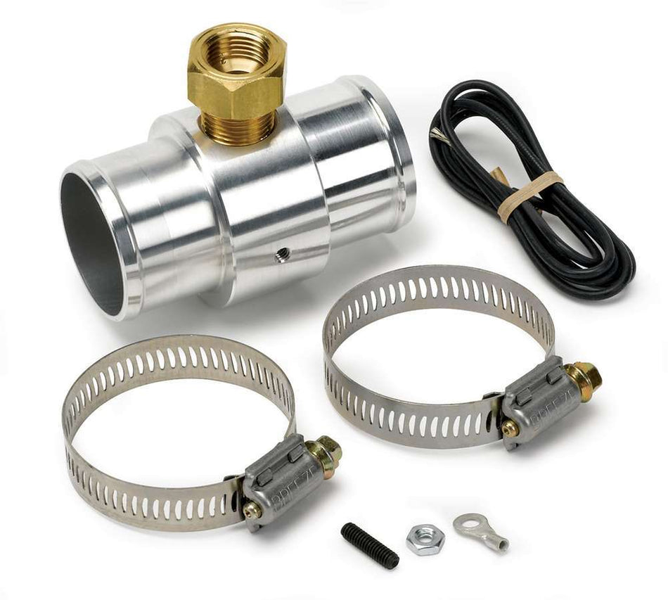 AutoMeter Radiator Hose Gauge Adapter - Straight - 1-1/2 in Hose Barb - 3/8 in NPT Gauge Port - Aluminum - Natural - Temperature Gauges - Each