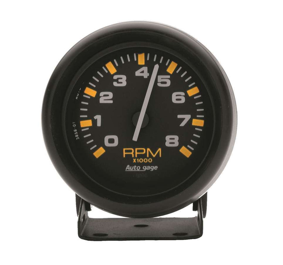 AutoMeter Tachometer - Auto Gage - 8000 RPM - Electric - Analog - 2-3/4 in Diameter - Pedestal Mount - Black Face - Each