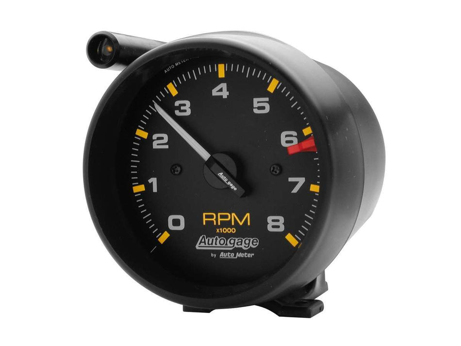 AutoMeter Tachometer - Auto Gage - 8000 RPM - Electric - Analog - 3-3/4 in Diameter - Pedestal Mount - Shift Light - Black Face - Each