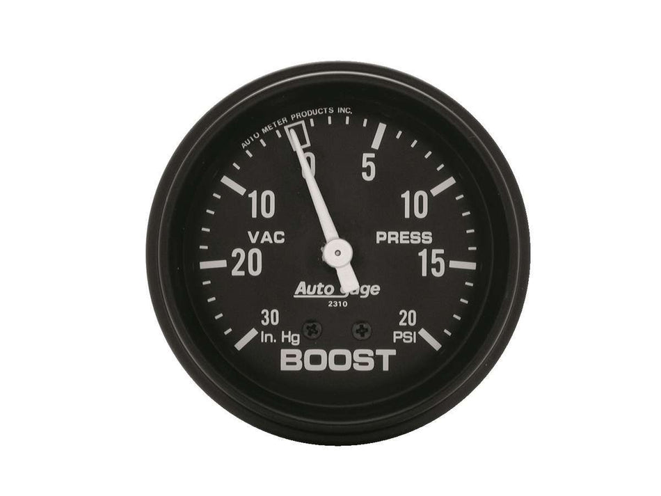AutoMeter Boost / Vacuum Gauge - Auto Gage - 30 in HG-20 psi - Mechanical - Analog - 2-5/8 in Diameter - Black Face - Each